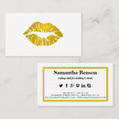 Elegant Makeup Artist Faux Glitter Chic Gold Lips Visitekaartje (Voorkant / Achterkant)