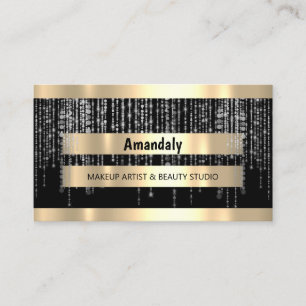 Elegant Makeup Artist Hair Salon Black Grey Gold Visitekaartje