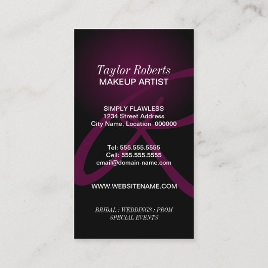 Elegant Makeup Artist Visitekaartje (Achterkant)