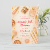 Elegant Makeup Birthday Party Kaart (Staand voorkant)