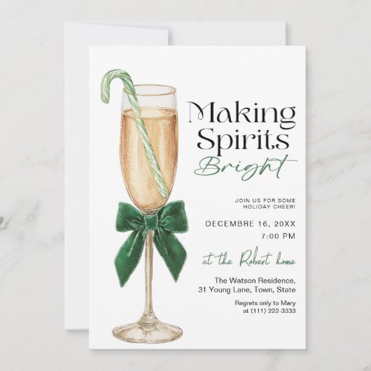 Elegant Making Spirits Bright Holiday party Kaart (Voorkant)