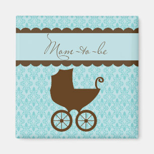 Elegant mam voor vervoer en Blue Damask Magneet