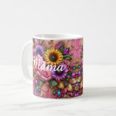 Elegant Mama Design - Bloemen en glitter fusie Koffiemok (Voorkant links)