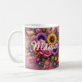 Elegant Mama Design - Bloemen en glitter fusie Koffiemok