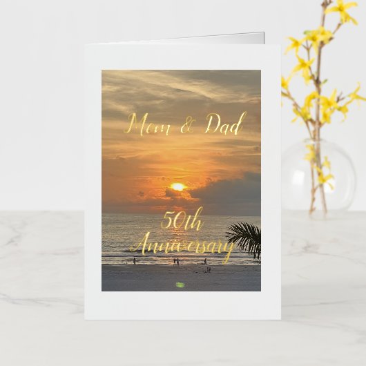 Elegant, mama & papa, 50ste Jubileum, Kaart (Gele Bloem)