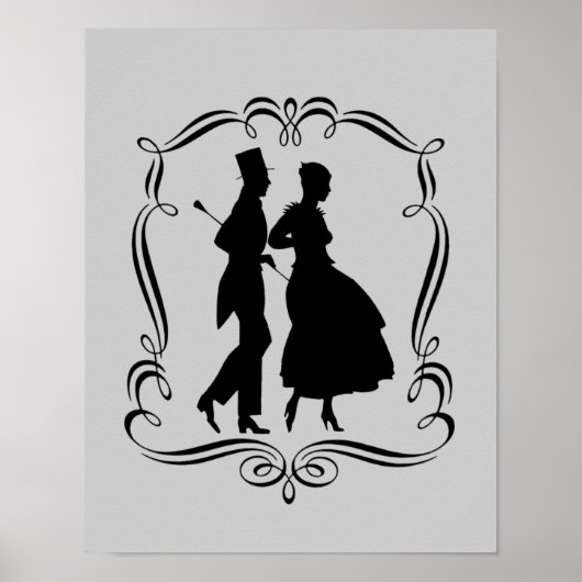 Elegant Man en vrouw partij silhouet kunst Poster (Voorkant)
