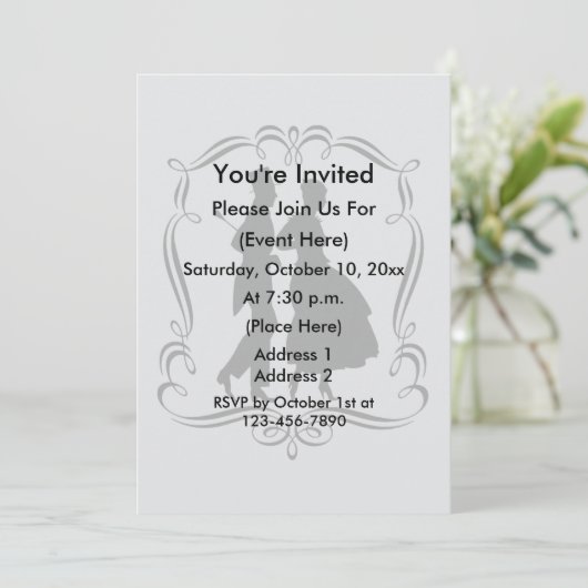 Elegant Man en vrouw silhouet partij Kaart (Staand voorkant)