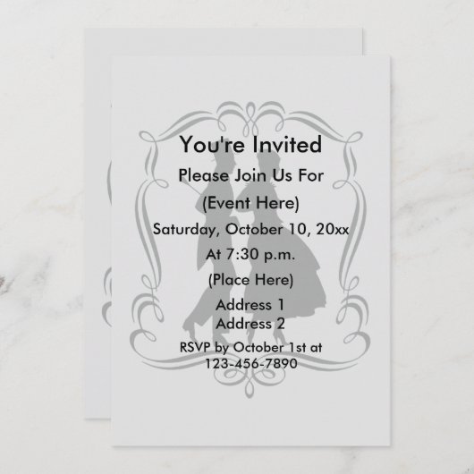 Elegant Man en vrouw silhouet partij Kaart (Voorkant / Achterkant)