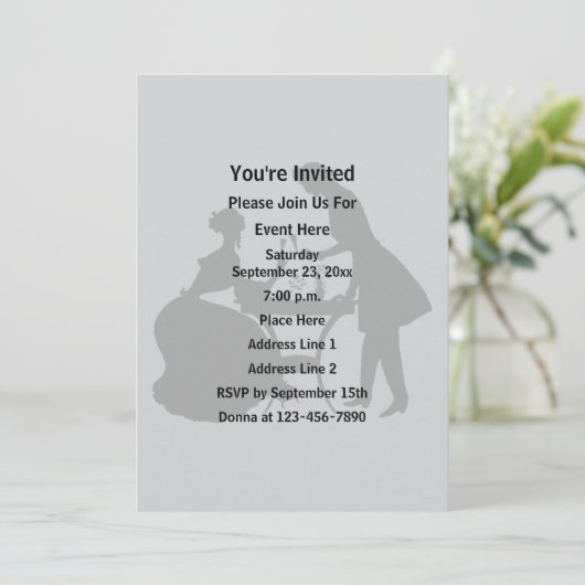 Elegant Man en vrouw silhouet partij Kaart (Staand voorkant)