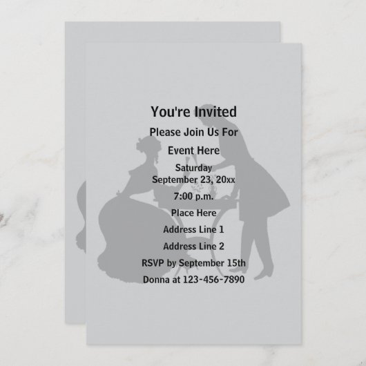 Elegant Man en vrouw silhouet partij Kaart (Voorkant / Achterkant)