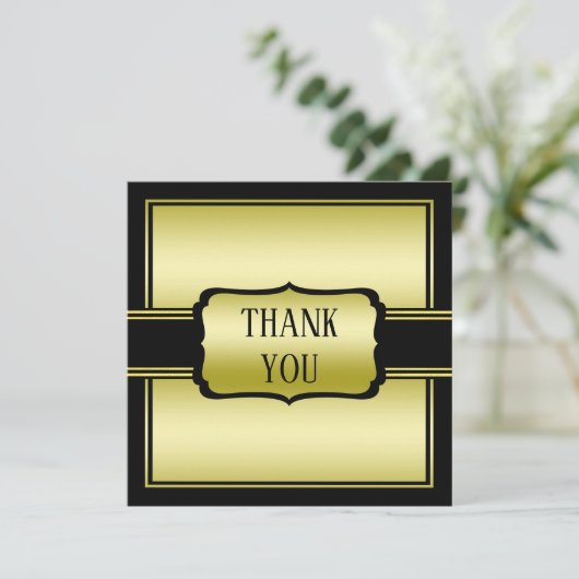 Elegant Man Gold & Black Birthday Bedankkaart (Staand voorkant)