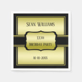Elegant Man Gold & Black Verjaardag Servet (Voorkant)