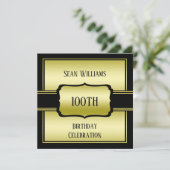 Elegant Man Goud & Zwart 100e Verjaardag Kaart (Staand voorkant)
