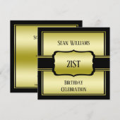 Elegant Man Goud & Zwart 21e Verjaardag Kaart (Voorkant / Achterkant)