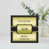 Elegant Man Goud & Zwart 50e Verjaardag Kaart (Staand voorkant)