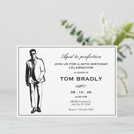 Elegant Man met zonnebril en pak Verjaardag Kaart (Staand voorkant)