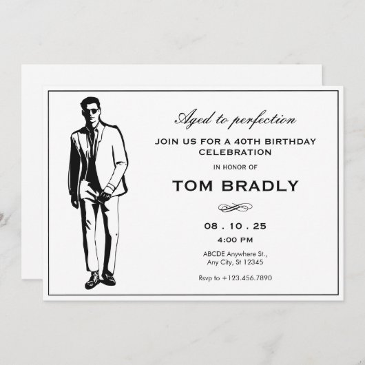 Elegant Man met zonnebril en pak Verjaardag Kaart (Voorkant / Achterkant)