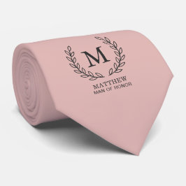 Elegant Man of Honor Trouwmonogram Roze Stropdas