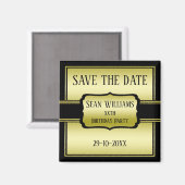 Elegant Man 's Gold & Black Verjaardag Save The Da Magneet (Voorkant / Achterkant)
