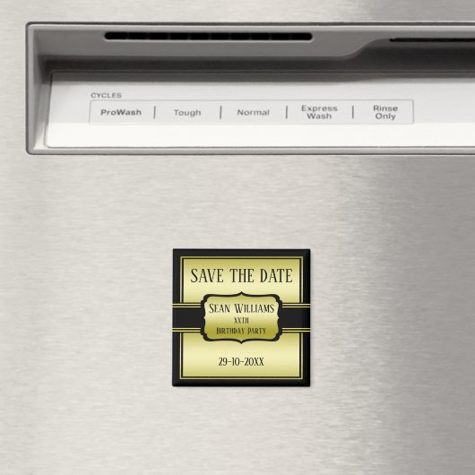 Elegant Man 's Gold & Black Verjaardag Save The Da Magneet (Insitu (Vaatwasser))