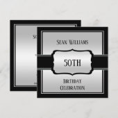 Elegant Man Silver & Black 50ste verjaardag Kaart (Voorkant / Achterkant)