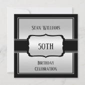 Elegant Man Silver & Black 50ste verjaardag Kaart (Voorkant)
