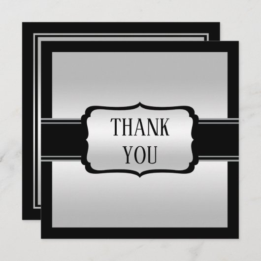 Elegant Man Silver & Black Birthday Bedankkaart (Voorkant / Achterkant)