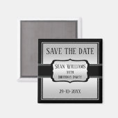 Elegant Man Silver & Black Save The Date Magneet (Voorkant / Achterkant)
