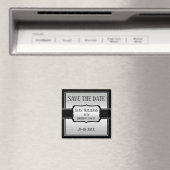 Elegant Man Silver & Black Save The Date Magneet (Insitu (Vaatwasser))