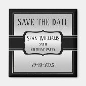 Elegant Man Silver & Black Save The Date Magneet (Voorkant)