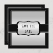 Elegant Man Silver & Black Verjaardag Save The Date (Voorkant / Achterkant)