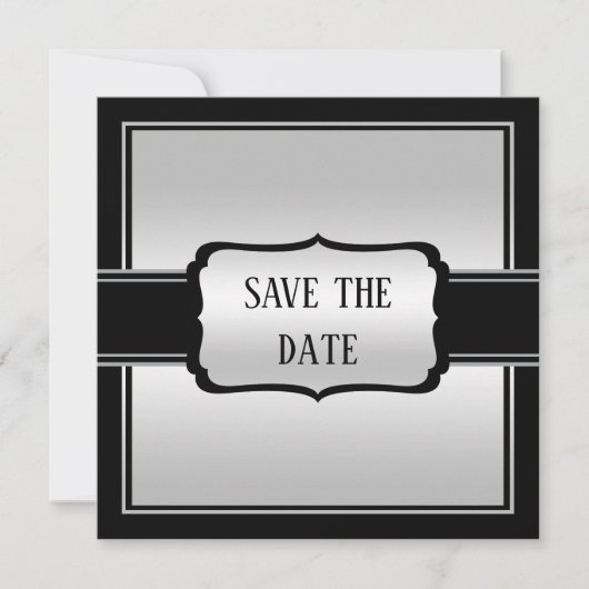 Elegant Man Silver & Black Verjaardag Save The Date (Voorkant)