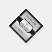 Elegant Man Silver & Black Verjaardag Servet (Hoek)