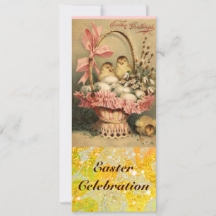 ELEGANT MAND MET KIPPEN, BLOEMEN EN PAAS EIEREN KAART