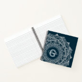 Elegant Mandala Art Monogram Initiaal Naam Blauw Notitieboek (Binnen)