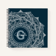 Elegant Mandala Art Monogram Initiaal Naam Blauw