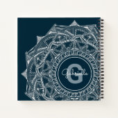 Elegant Mandala Art Monogram Initiaal Naam Blauw Notitieboek (Achterkant)