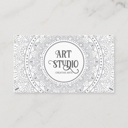 Elegant Mandala Art Studio White Creative Visitekaartje (Achterkant)