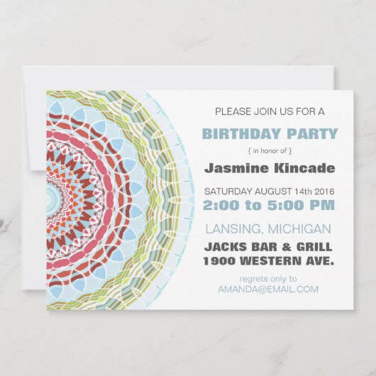 Elegant Mandala Birthday Party Kaart (Voorkant)