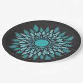 Elegant Mandala Blauwgroen Lotus Flower Papieren Bordje (Gekanteld)