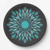 Elegant Mandala Blauwgroen Lotus Flower Papieren Bordje (Voorkant)