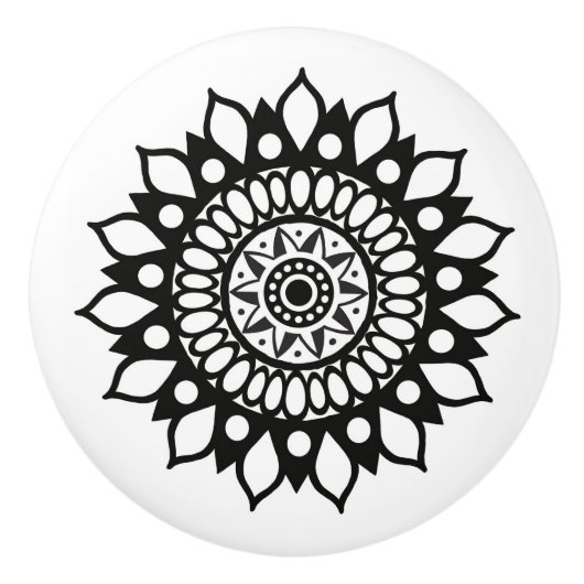  Elegant Mandala Bloesem Bloesem Bloemen Ronde Keramische Knop (Voorkant)