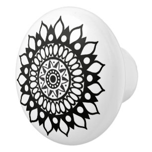 Elegant Mandala Bloesem Bloesem Bloemen Ronde Keramische Knop