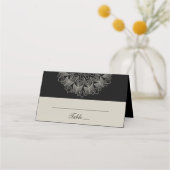 Elegant Mandala Boho Indian Black Wedding Escort Plaatskaartje (Voorkant)