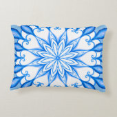 Elegant Mandala Boho Mediterraan Wit en Blauw Accent Kussen (Achterkant)