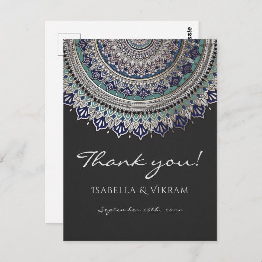 Elegant Mandala bruiloft dank u Briefkaarten (Voorkant / Achterkant)