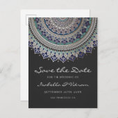 Elegant Mandala Bruiloft Save the Date Briefkaarte Aankondigingskaart (Voorkant / Achterkant)