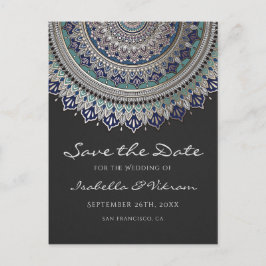 Elegant Mandala Bruiloft Save the Date Briefkaarte Aankondigingskaart