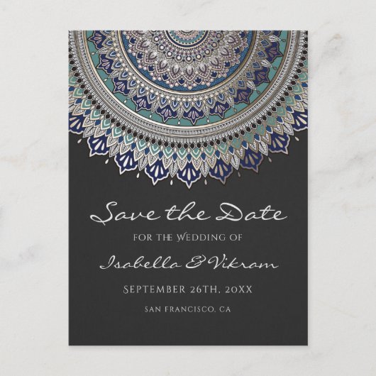 Elegant Mandala Bruiloft Save the Date Briefkaarte Aankondigingskaart (Voorkant)