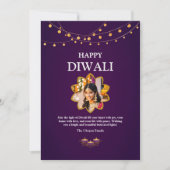 Elegant Mandala custom Foto Paarse Diwali Feestdagenkaart (Voorkant)